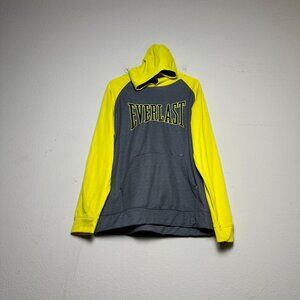 Retro Everlast Everwarm Y2K Hooded Hoodie Men L Yellow Grey Boxing Gym Workout